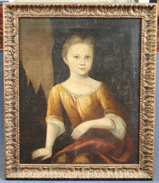 Mid 18th century English School Portrait of a child, 26 x 21in.